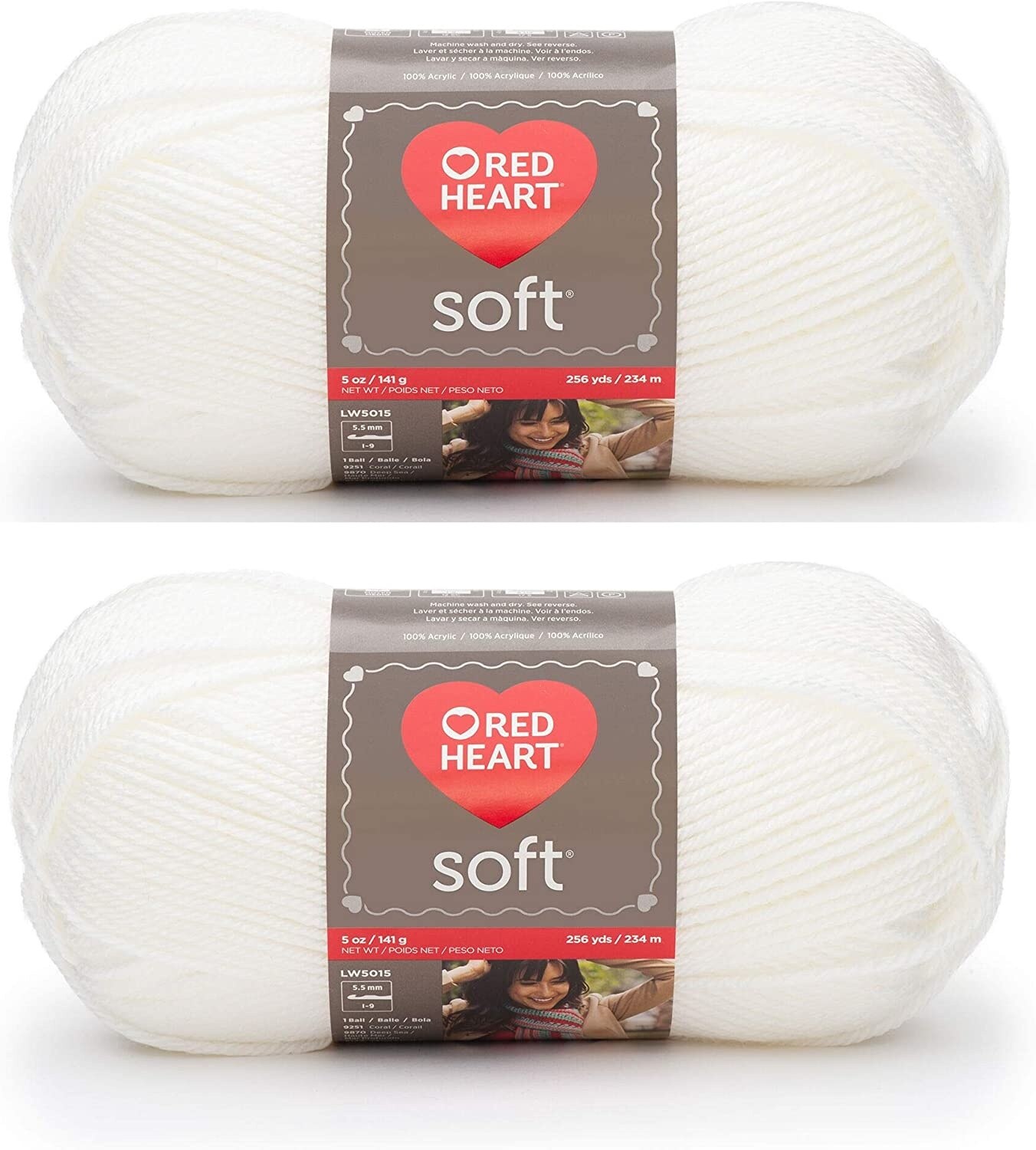 (Pack of 2) Red Heart Soft Yarn-White