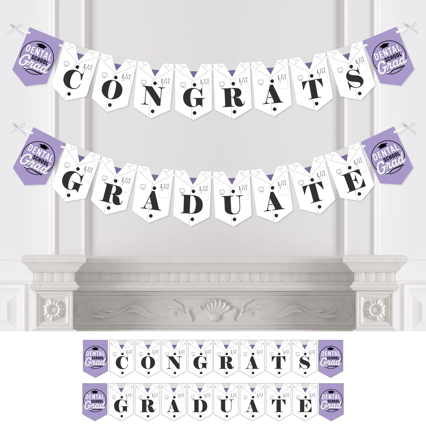 Big Dot of Happiness Dental School Grad - Dentistry and Hygienist Graduation Party Bunting Banner - Party Decorations - Congrats Graduate