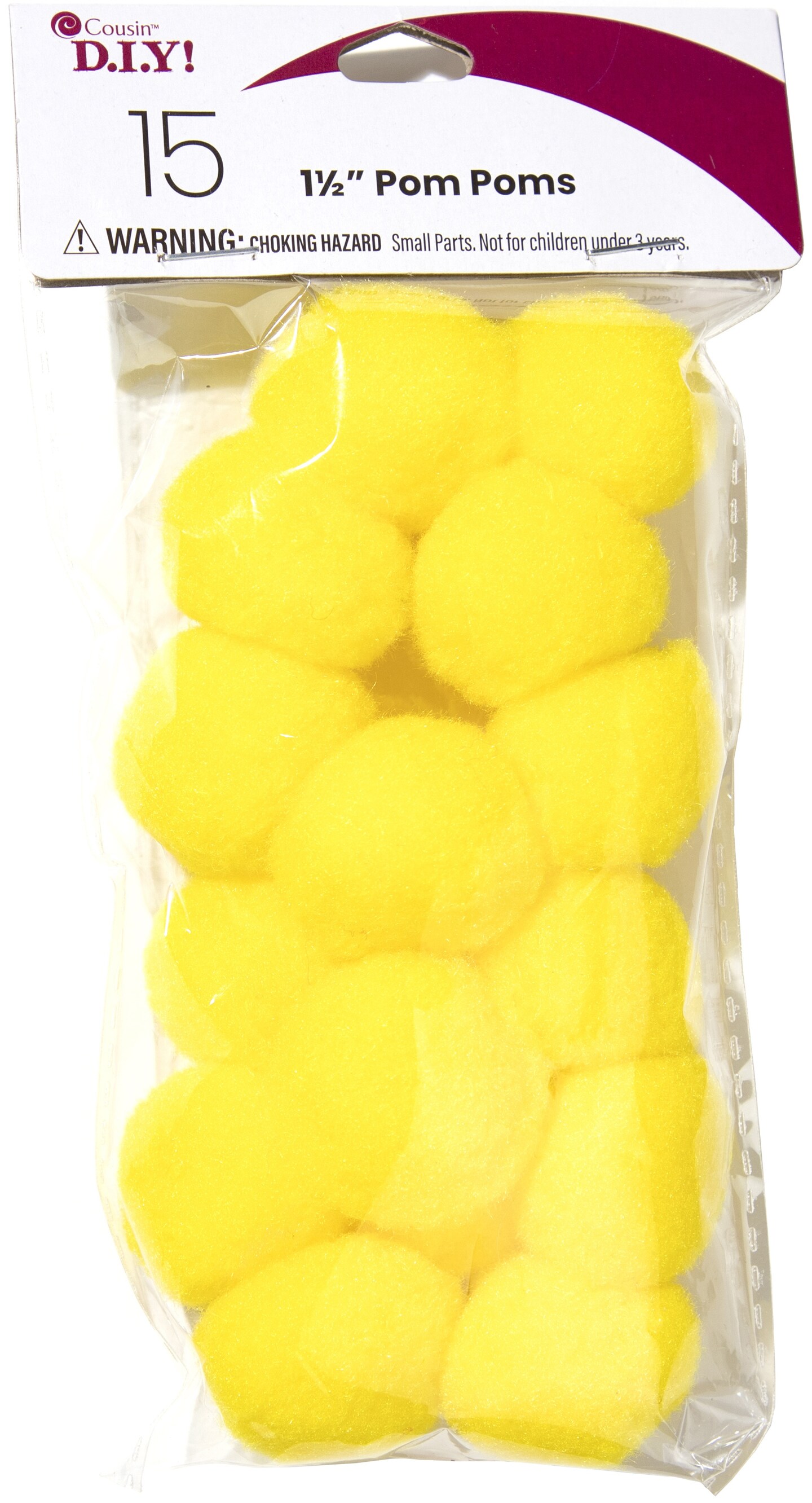 CousinDIY Pom Poms 1.5&#x22; 15/Pkg-Yellow