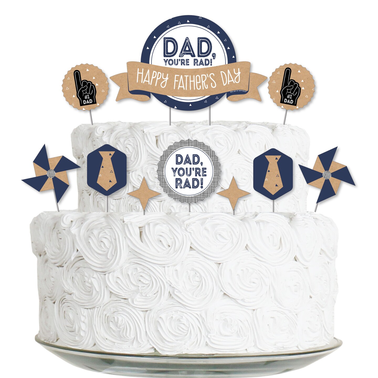 Big Dot of Happiness My Dad is Rad - Father's Day Party Cake Decorating Kit - Happy Father's Day Cake Topper Set - 11 Pieces
