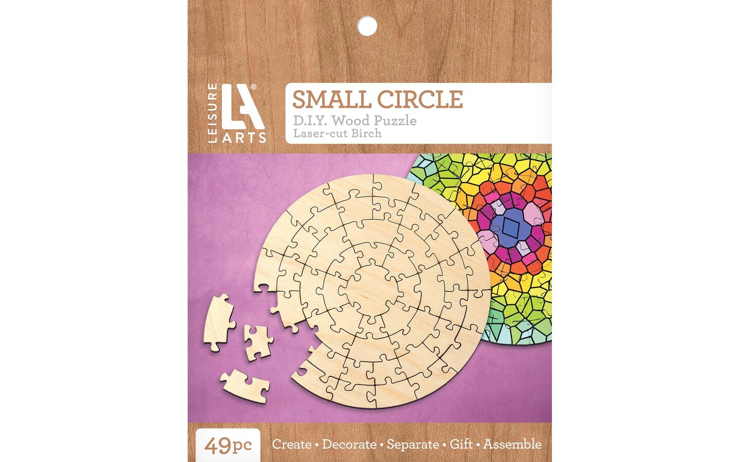 Leisure Arts Wood Puzzle Small Circle 49 pieces 5.5 Blank Puzzles