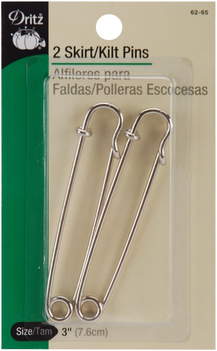Dritz Skirt/Kilt Pins 3&#x22; 2/Pkg-Silver
