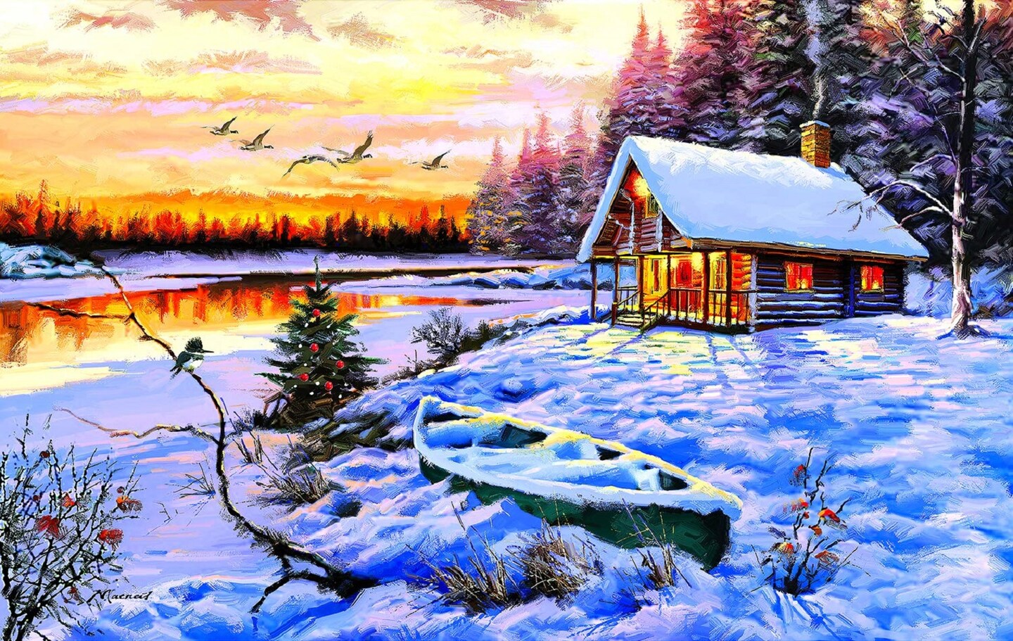 Sunsout Log Cabin 550 pc   Jigsaw Puzzle 52766