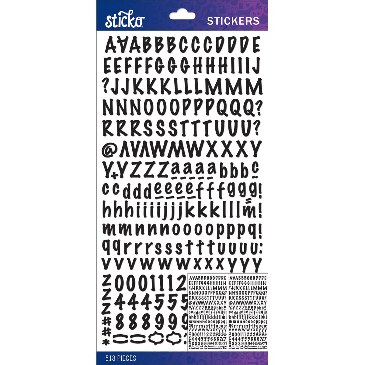 Sticko Alphabet Stickers - Marker Small, Black, 518pcs