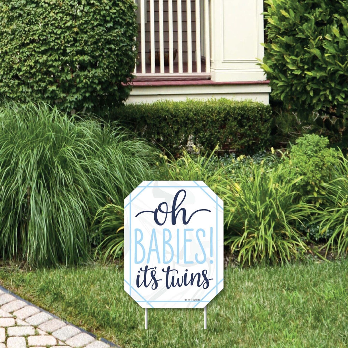 Big Dot of Happiness It&#x27;s Twin Boys - Outdoor Lawn Sign - Blue Twins Baby Shower Yard Sign - 1 Piece