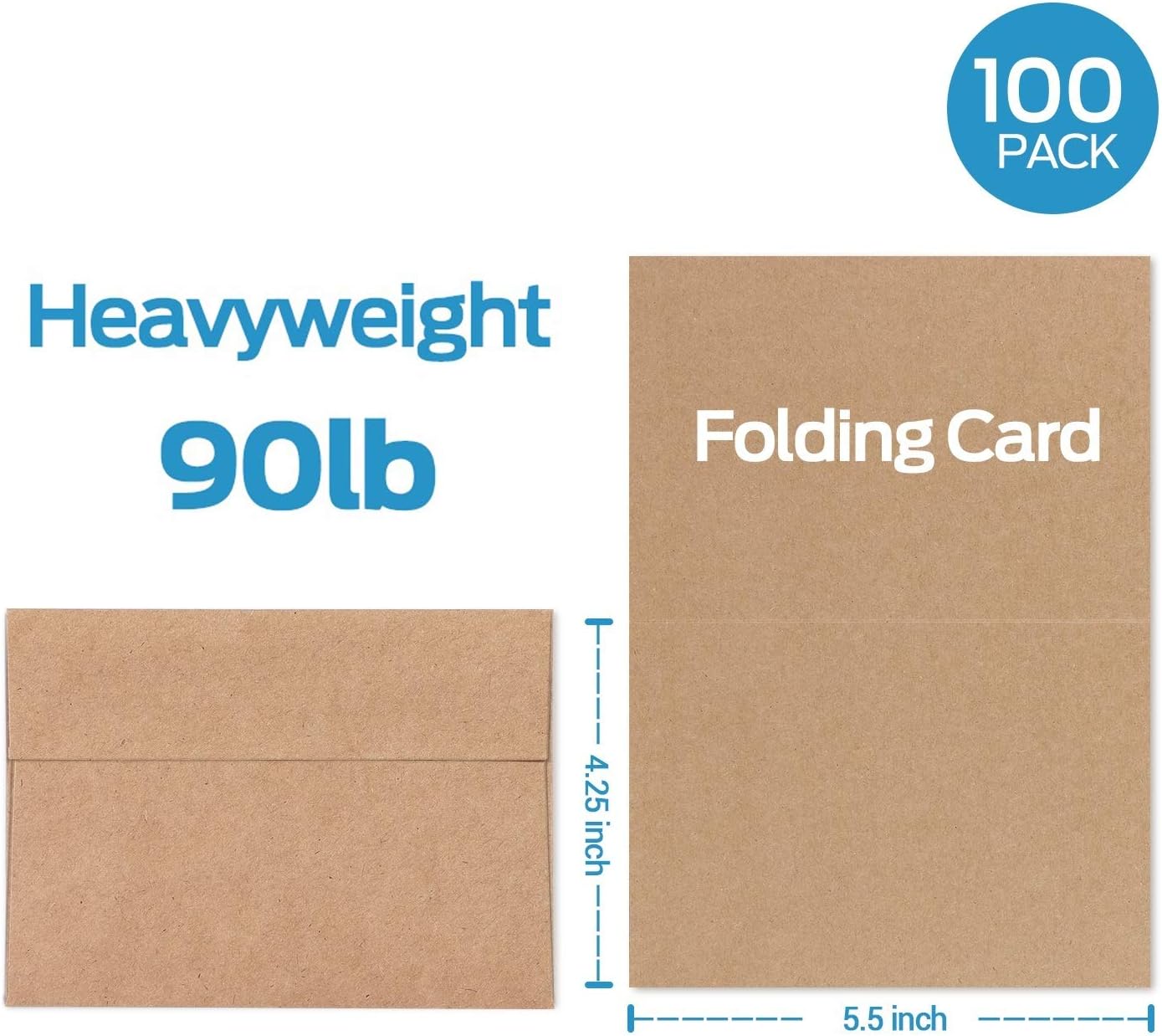 4.25 x 5.5 Cards and Envelopes 100 Pack, Ohuhu Heavyweight Kraft Folded Cardstock Paper and A2 Envelopes for DIY Greeting Card, Wedding, Birthday, Invitations, Thank You Cards &#x26; All Occasion