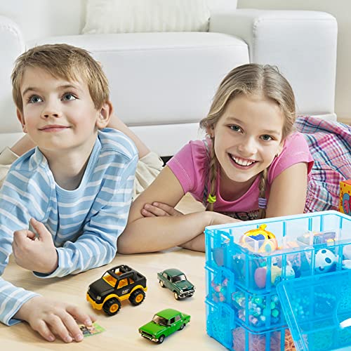 7 Layers Stackable Storage Container, 70 Adjustable Compartments (Blue) Stackable Storage Container, Perfect for Kids Toys, Art Crafts, Jewelry, Supplies, Mini Case &#x26; Letter Sticker Included