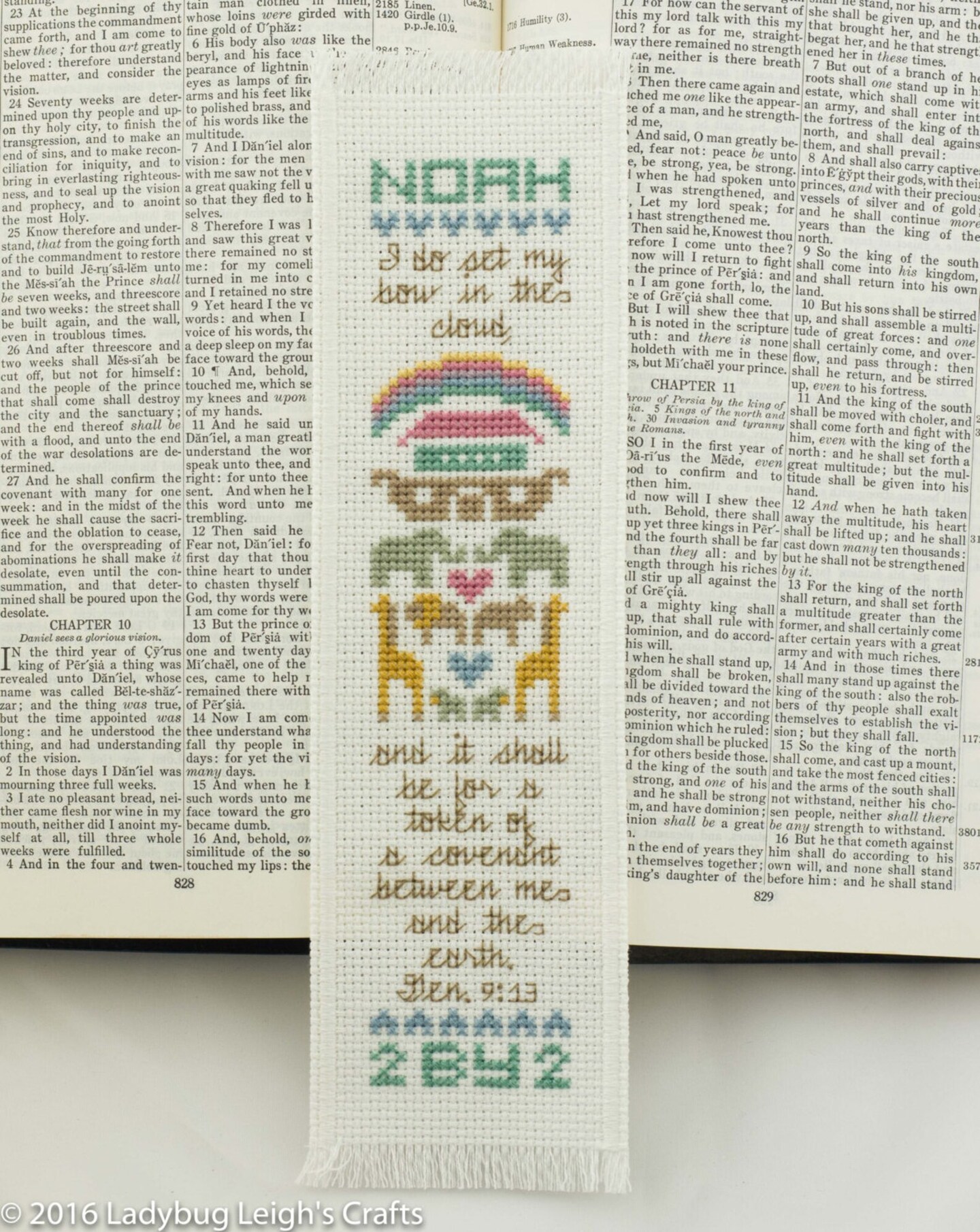 Cross Stitch Bookmark Genesis 9:13 Noah's Ark - Handmade Christian Gift