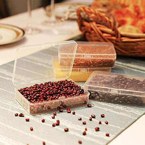 12 Pack Clear Plastic Beads Storage Containers Box with Hinged Lid for Beads and More (4.45 x 3.3 x 1.18 Inch)