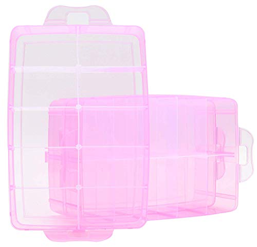 Bead Organizer,3-Tier Craft Organizers and Storage,Stackable Storage Containers with 30 Compartments Dividers for Washi Tape,Toy, Nail,Art Supplies, Fishing Tackle, Pink