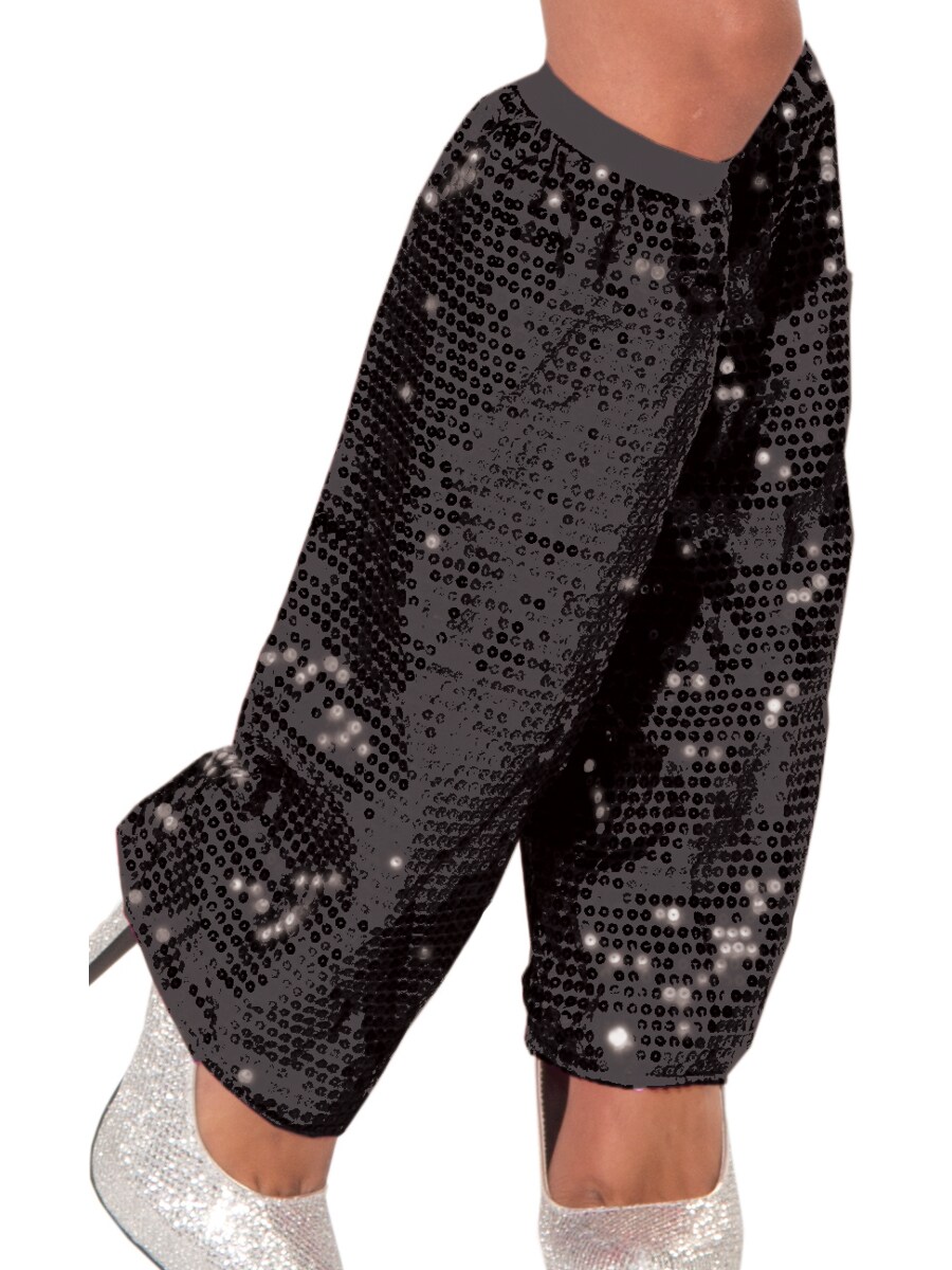 Womens Club Dazzle Rave Diva Costume Black Sequin Leg Warmers