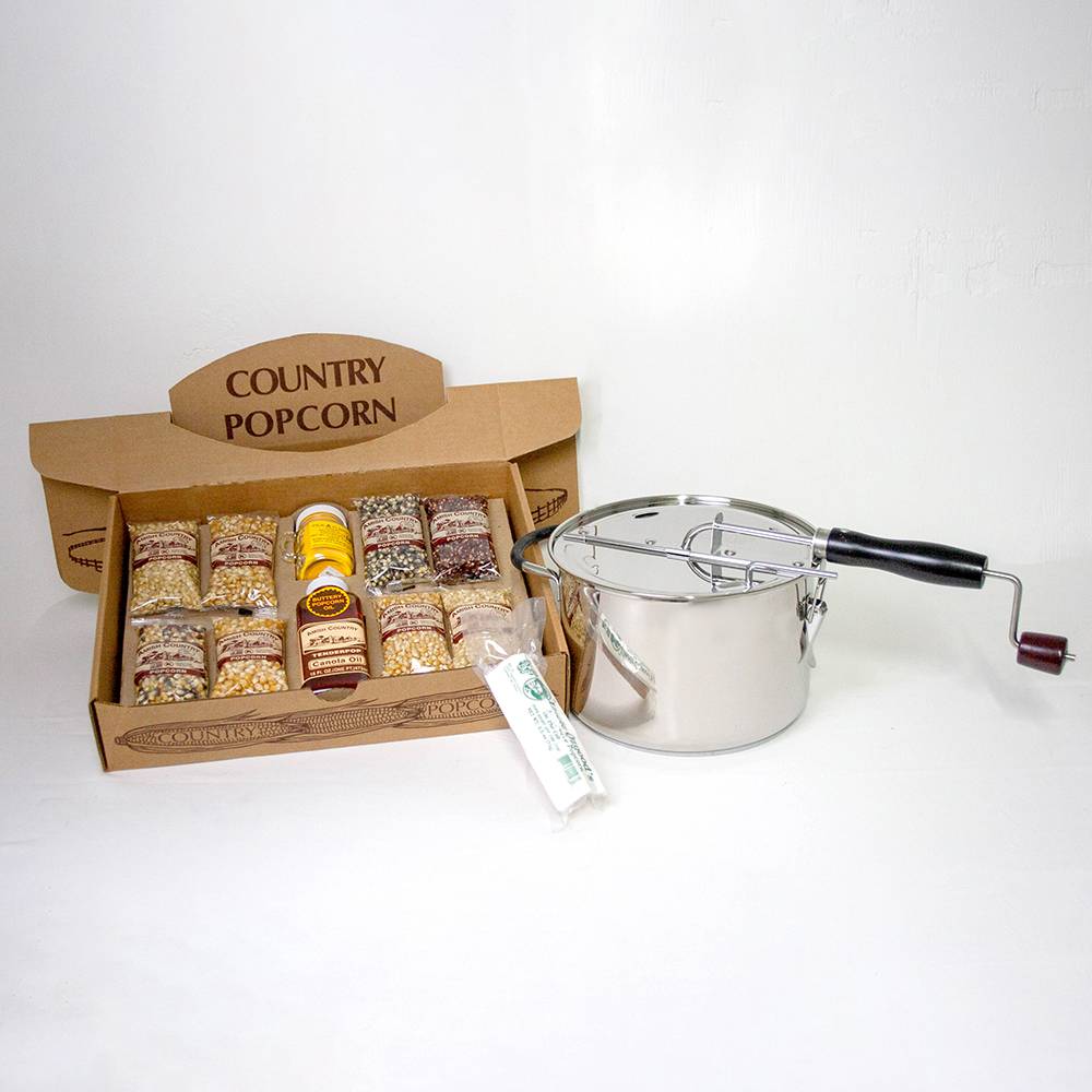 Amish Country Popcorn Complete Gift Set Popper 8 Popcorn Varieties Salt ...