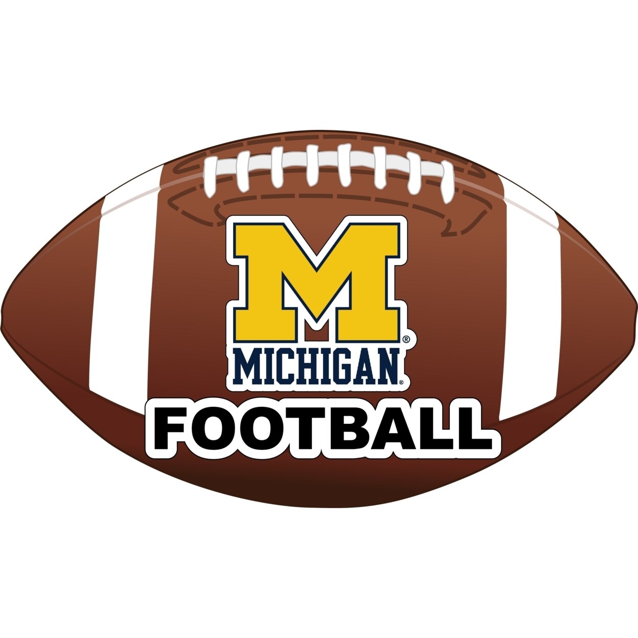 R and R Imports Michigan Wolverines 4-Inch Round Football Vinyl Decal Sticker