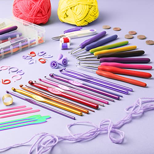  Craftwiz Ultimate Beginner Crochet Kit for Adults and Kids -  Learn to Crochet with Complete Crochet Starter Kit - Perfect Crocheting Kit  for Beginners - Includes 20 Yarn Skeins, 9 Hooks, Crochet Book