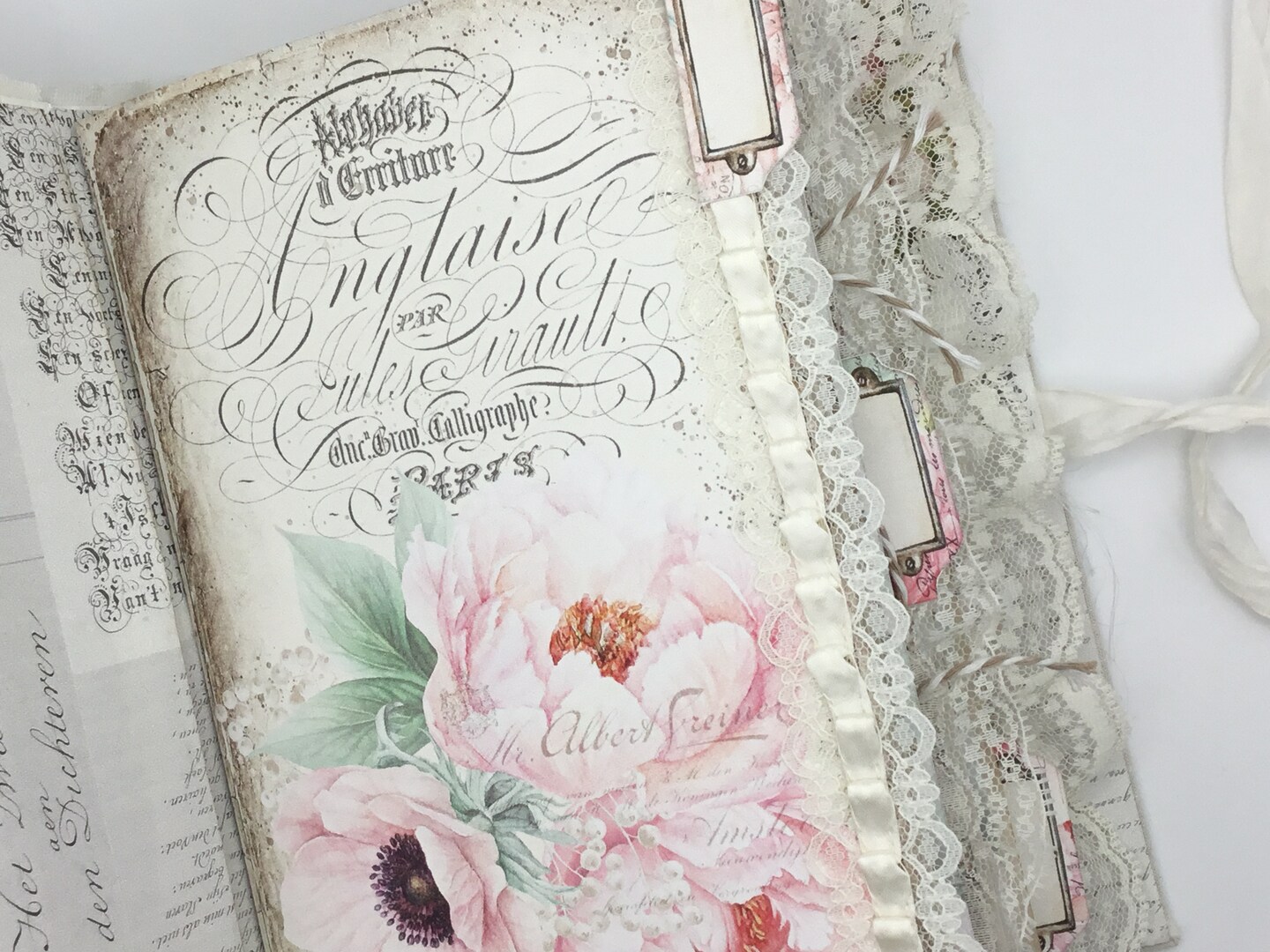 Shabby Chic Journal, on sale Handmade Journal, Junk Journal, Notebook, Diary, Sketch Book, Gift for Journaling, Gift for Writers