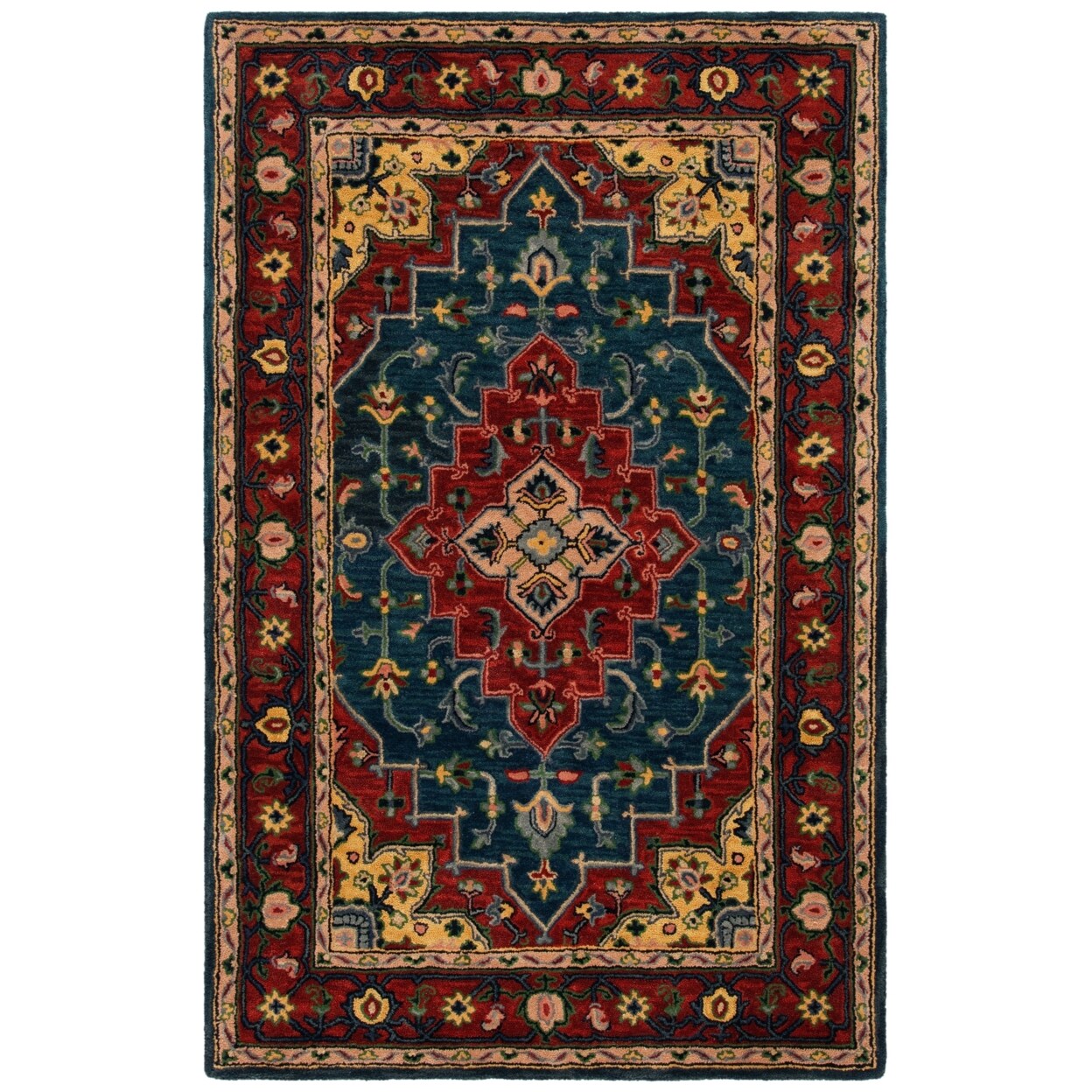 Safavieh Heritage Hg923M Handmade Blue / Red Rug Traditional Hand Tufted Rug