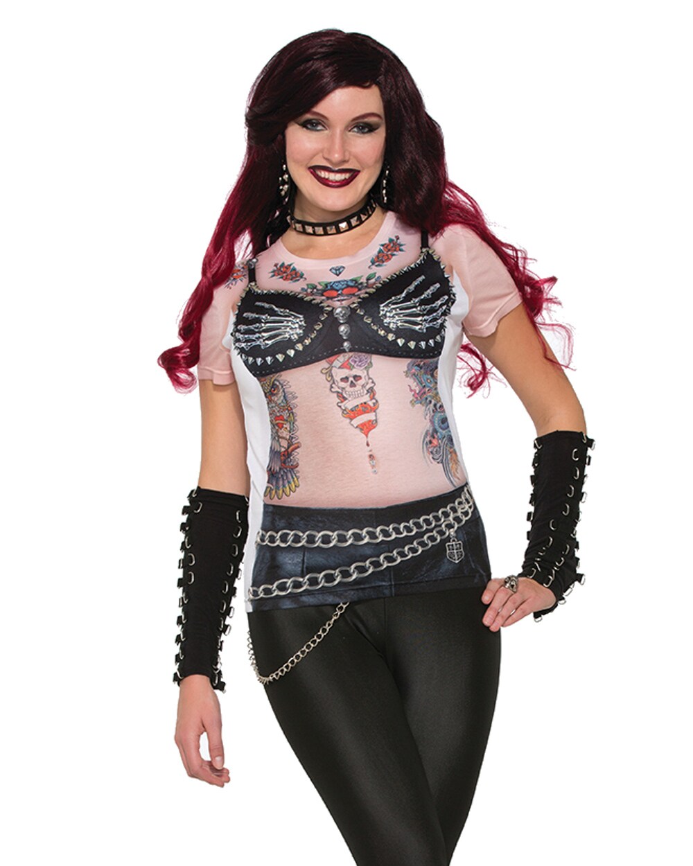 Adult's Womens Bad Gang Member Biker Printed Costume Sublimation Shirt