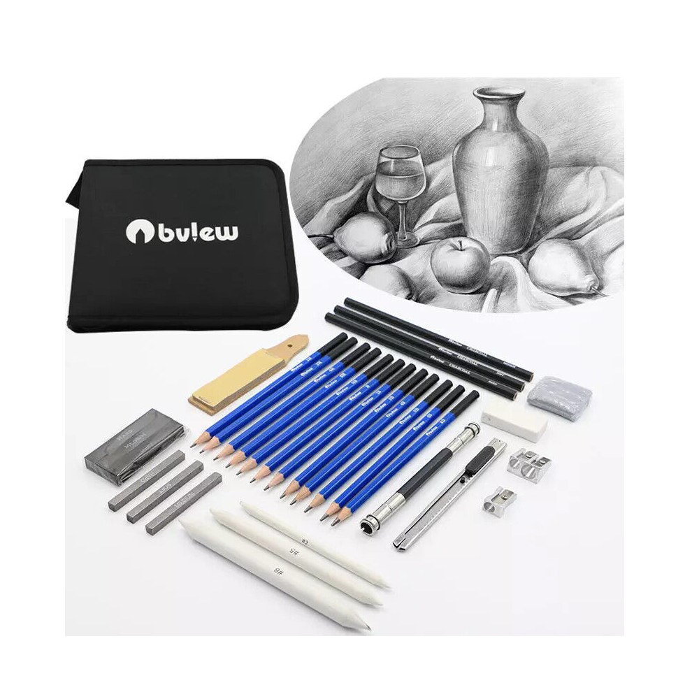 33 Pieces Professional Drawing Sketching Pencils Set,portable Zippered  Travel Case-charcoal Pencils, Sketch Pencils, Charcoal Stick.drawing 