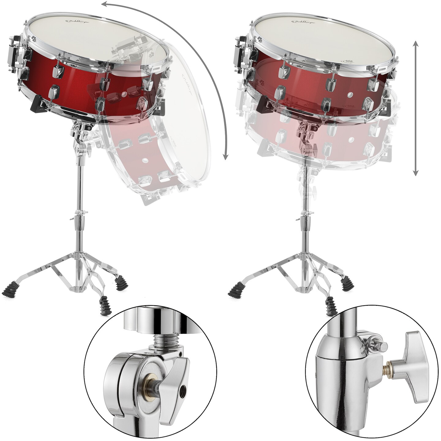 Ashthorpe Snare Drum Set with Remo Head - Student Beginner Kit with Stand, Padded Gig Bag, Practice Pad, Neck Strap, and Sticks