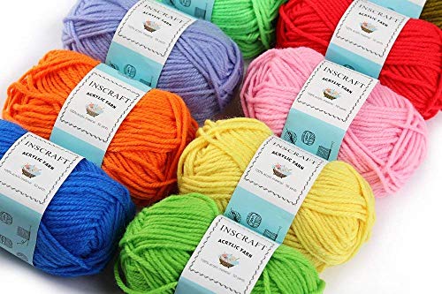 52 Acrylic Yarn Skeins, 1820 Yards 52 Colors, 2 Crochet Hooks, 2 Weaving Needles, 10 Stitch Markers, 1 Bag, for Crocheting &#x26; Knitting, Gift Beginners and Adults