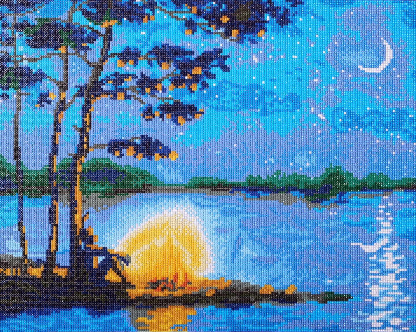 Diamond Art By Leisure Arts Diamond Painting Kits For Adults 16&#x22;X20&#x22; Advanced Moonlight Campfire, Full Drill, Art Kits, Dimond Art, For Adults, Kit
