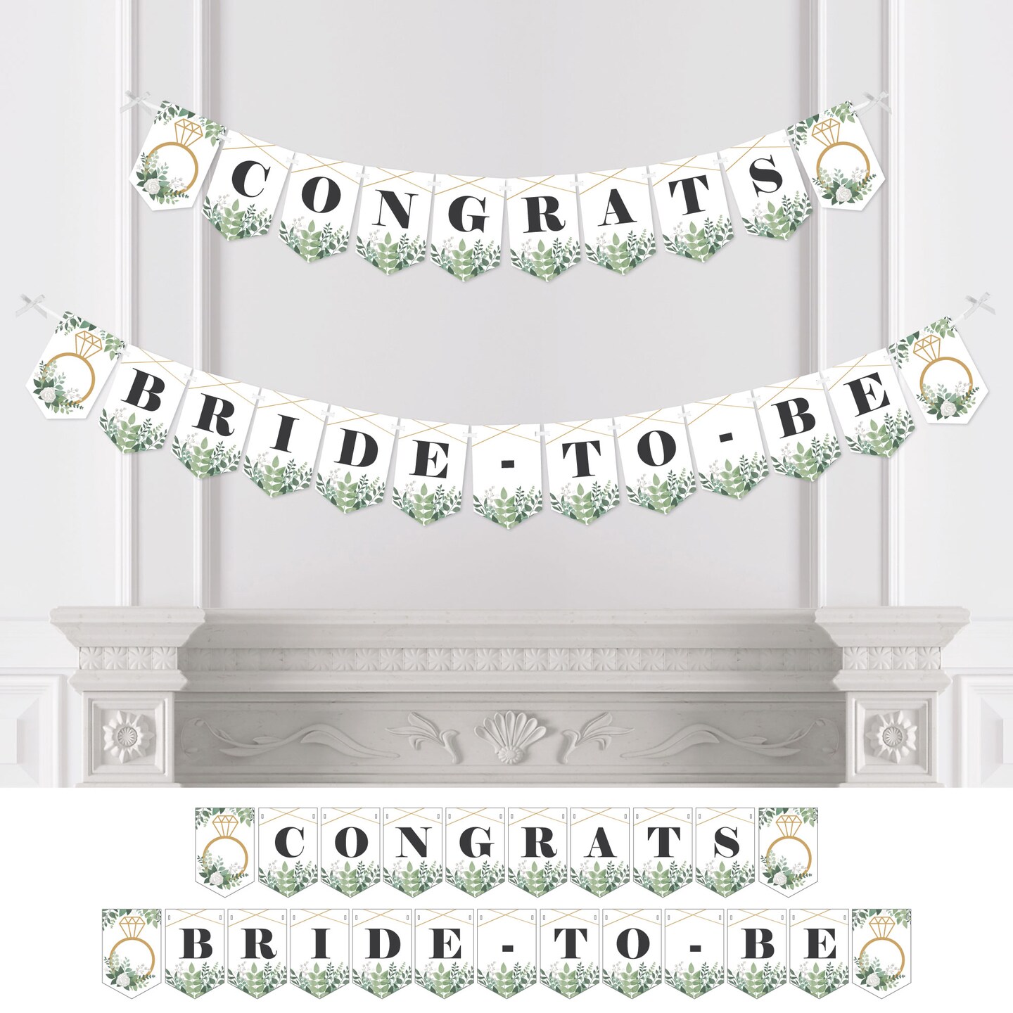 Big Dot of Happiness Boho Botanical Bride - Greenery Bridal Shower and Wedding Party Bunting Banner - Party Decorations - Congrats Bride-To-Be
