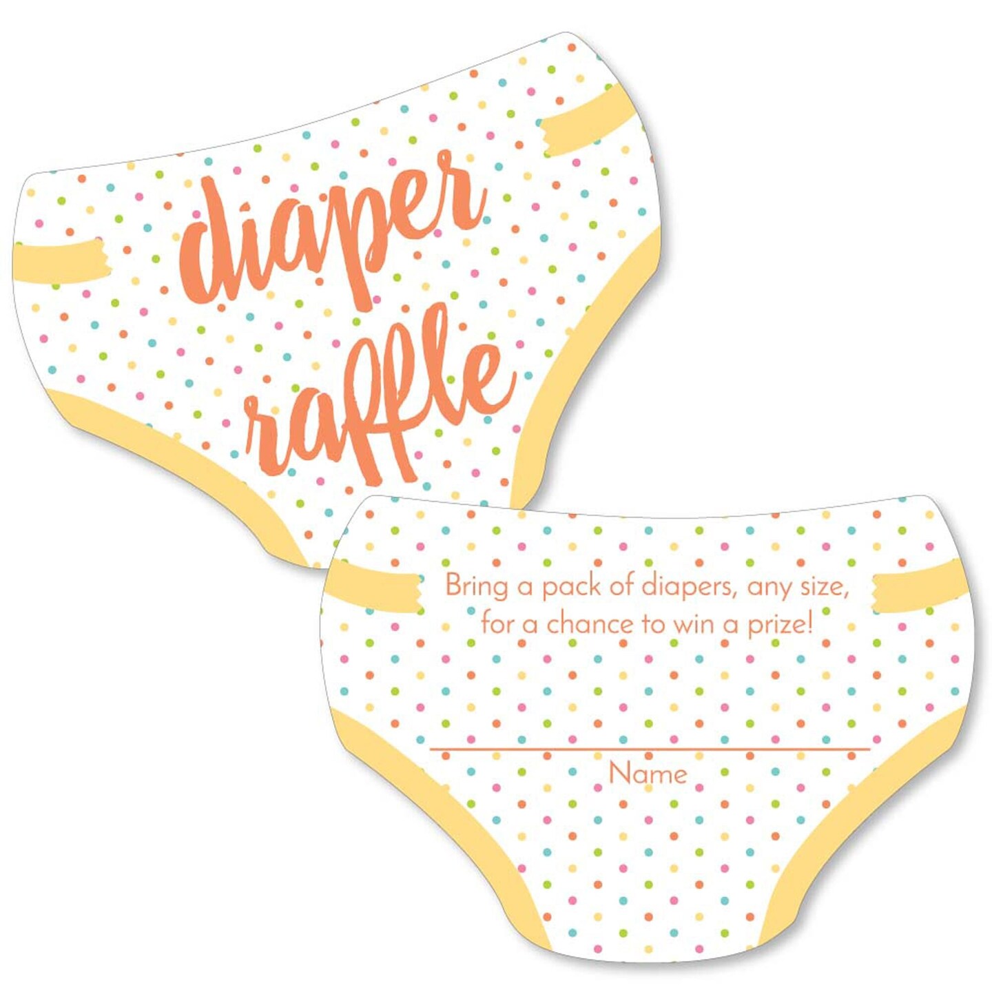 Big Dot of Happiness Baby Neutral Diaper Shaped Raffle Ticket Inserts