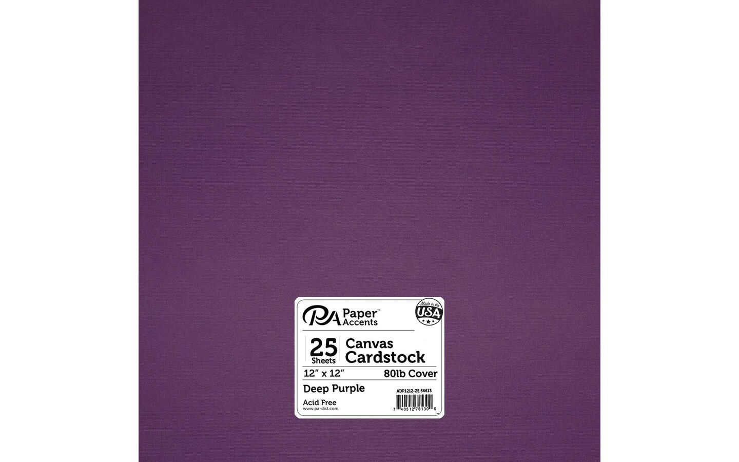 PA Paper Accents Canvas Cardstock 12" x 12" Deep Purple, 80lb colored
