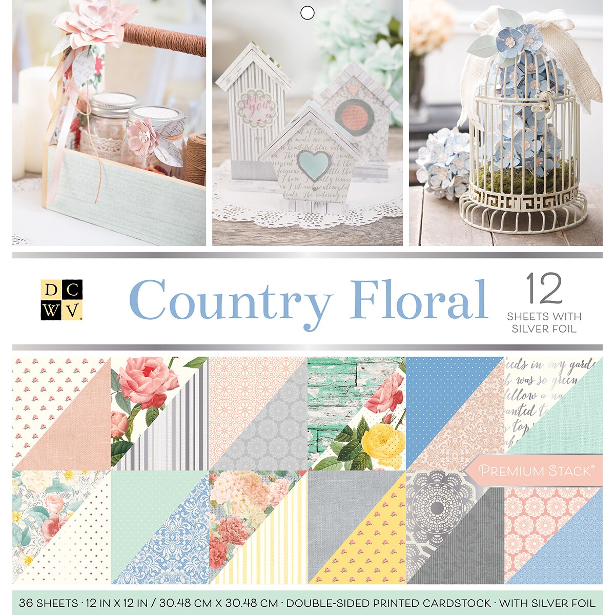 DCWV Double-Sided Cardstock Stack 12&#x22;X12&#x22; 36/Pkg-Country Floral, 18 Designs/2 Each