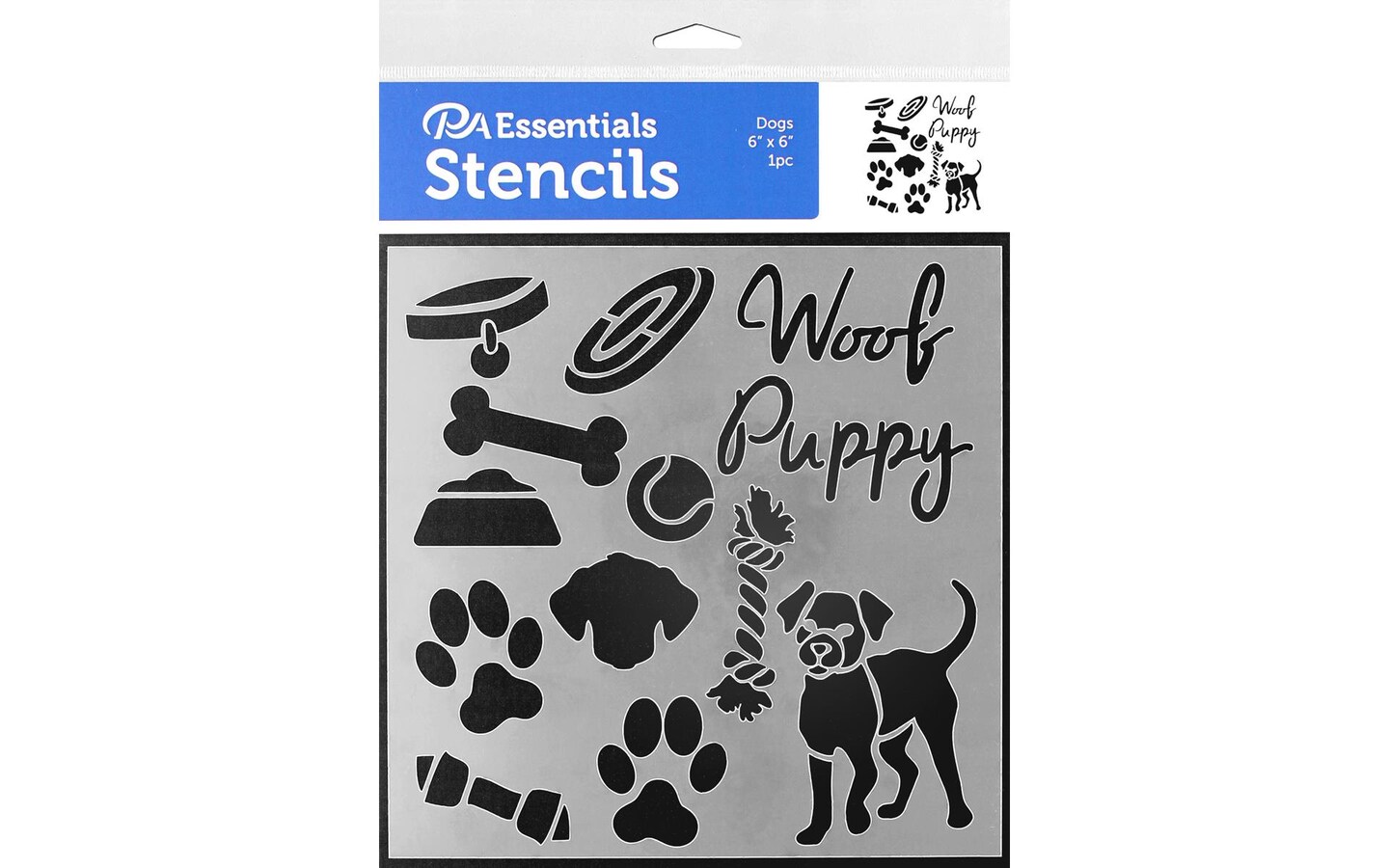 PA Essentials Stencil Dogs for Painting on Wood, Canvas, Paper, Fabric, Wall and Tile, Reusable DIY Art and Craft Stencils for Painting, 6"x6" Inches