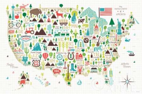 Illustrated USA Poster Print by  Michael Mullan - Item # VARPDX25412