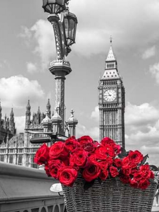 Bicycle with bunch of flowers on Westminster Bridge, London, UK Poster Print by  Assaf Frank - Item # VARPDXAF20150607220C01
