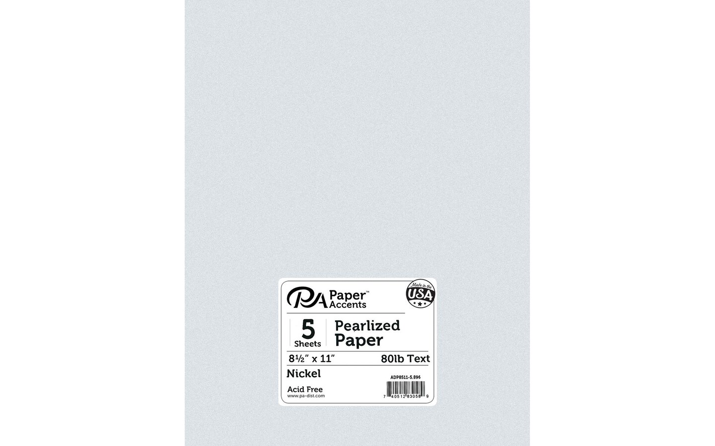 Paper Pearlized 8.5x11 80lb Nickel 5pc