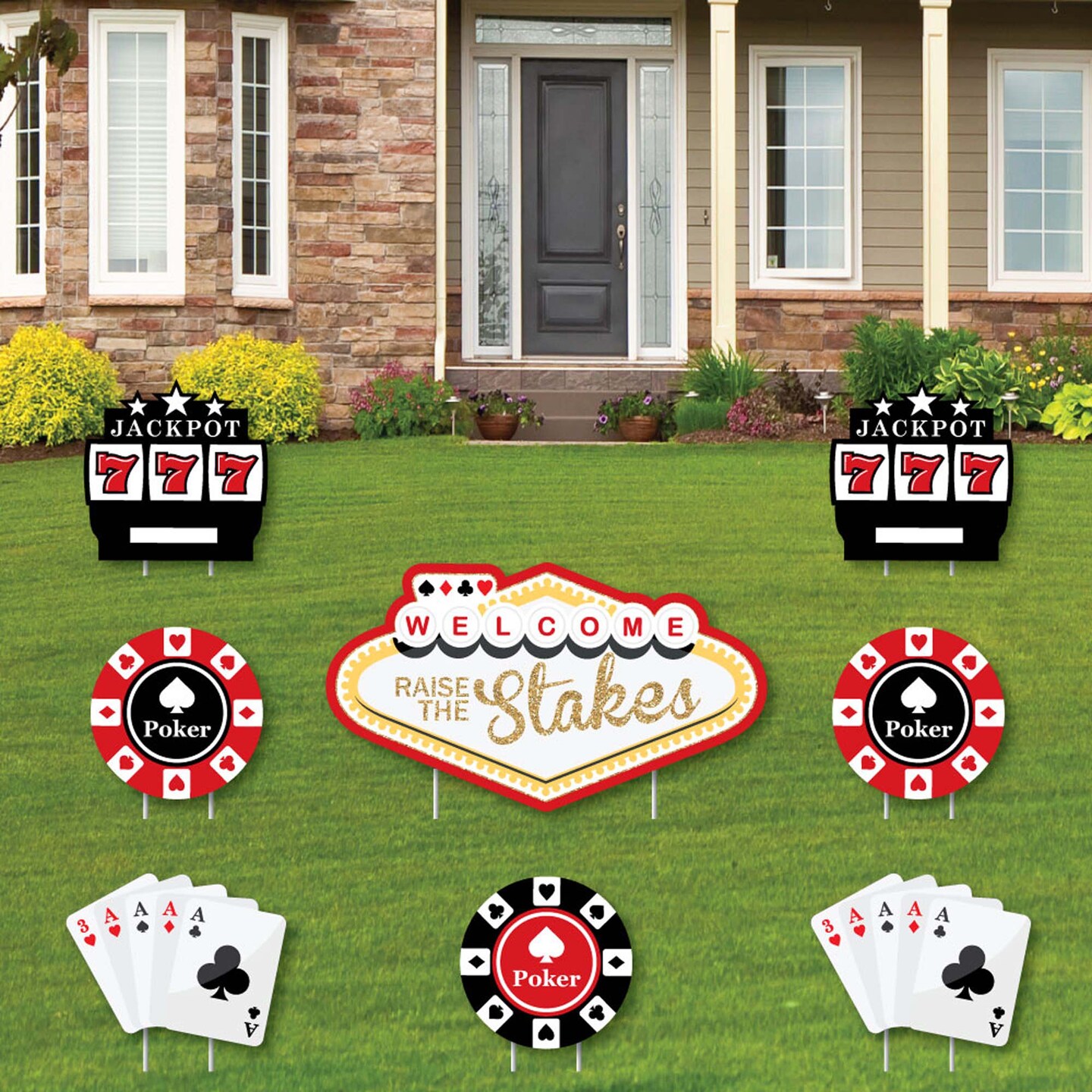 Big Dot of Happiness Las Vegas - Yard Sign &#x26; Outdoor Lawn Decorations - Casino Party Yard Signs - Set of 8