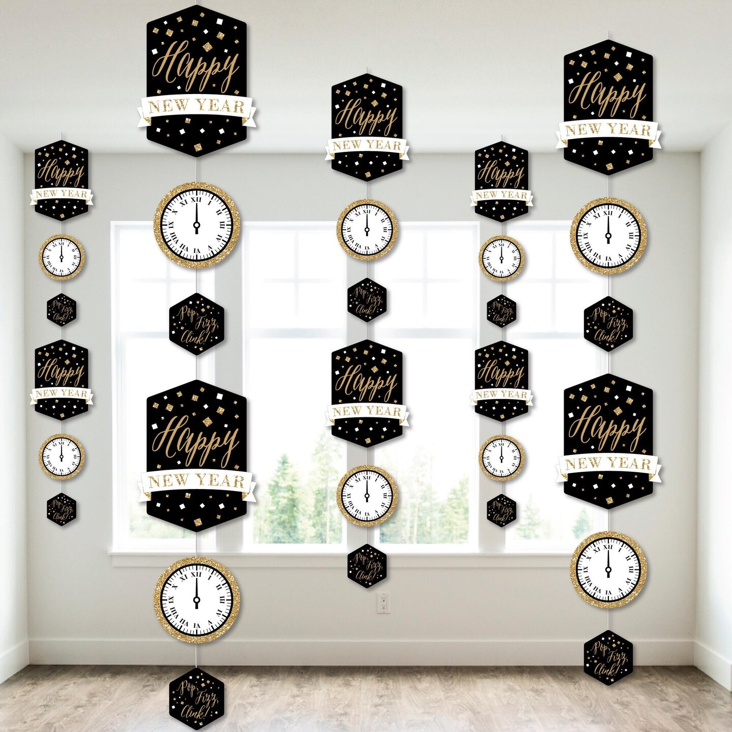 Big Dot of Happiness New Year&#x27;s Eve - Gold - New Years Eve Party DIY Dangler Backdrop - Hanging Vertical Decorations - 30 Pieces