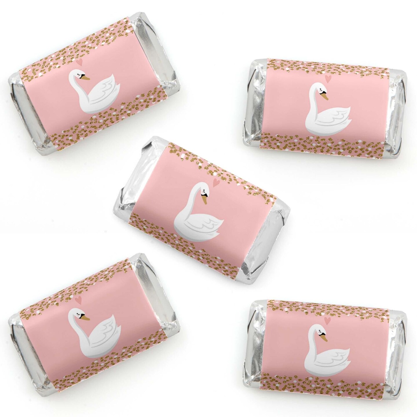 Big Dot of Happiness Swan Soiree Mini Candy Bar Wrapper Stickers