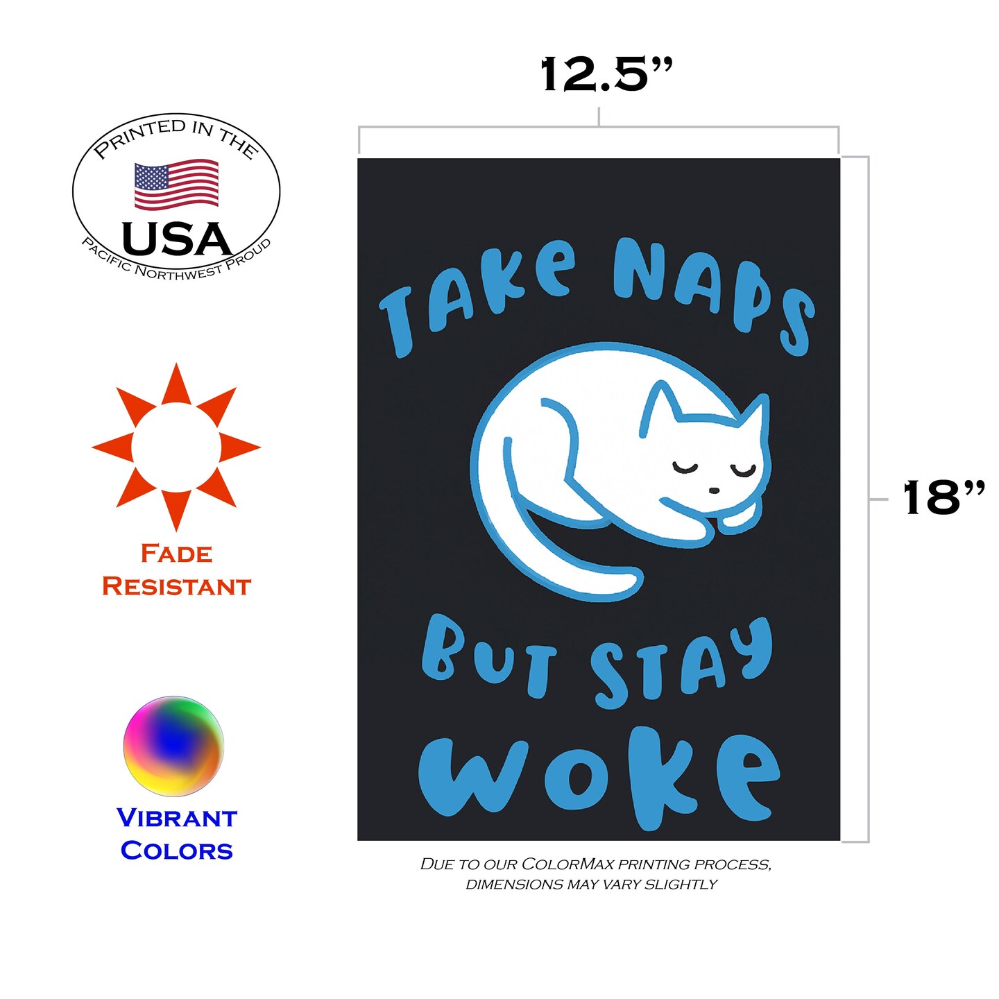 Woke Cat Decorative Funny Double Sided Flag