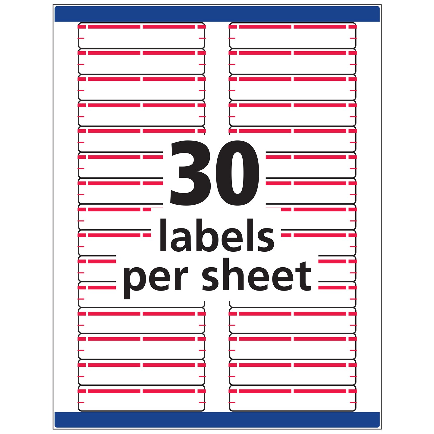 Avery TrueBlock File Folder Labels, 2/3&#x22; x 3-7/16&#x22;, 1,500 Printable Labels, White/Red (5066)