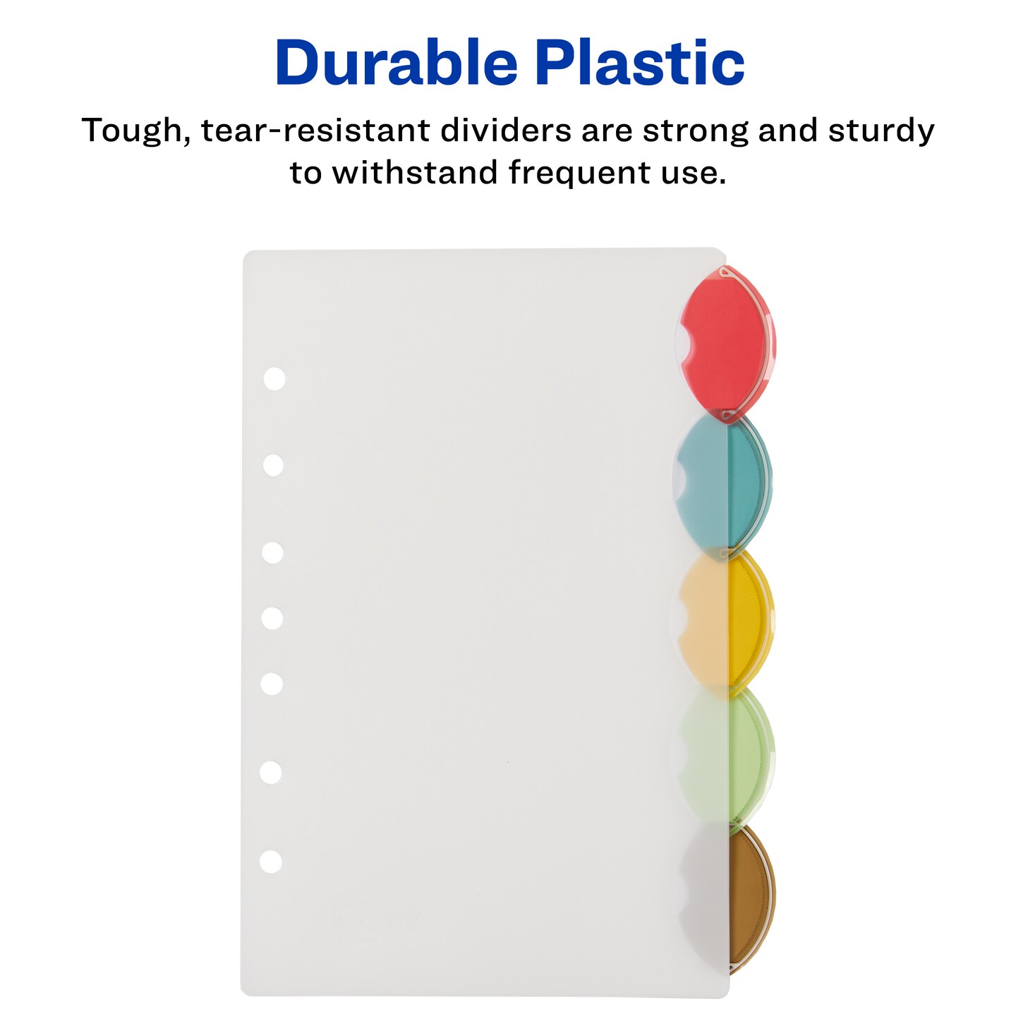 Avery Insertable Style Edge Plastic Mini Dividers for 3 Ring Binders, 5.5&#x22; x 8.5&#x22;, 5-Tab Sets, Multicolor, 4 Sets (21118)