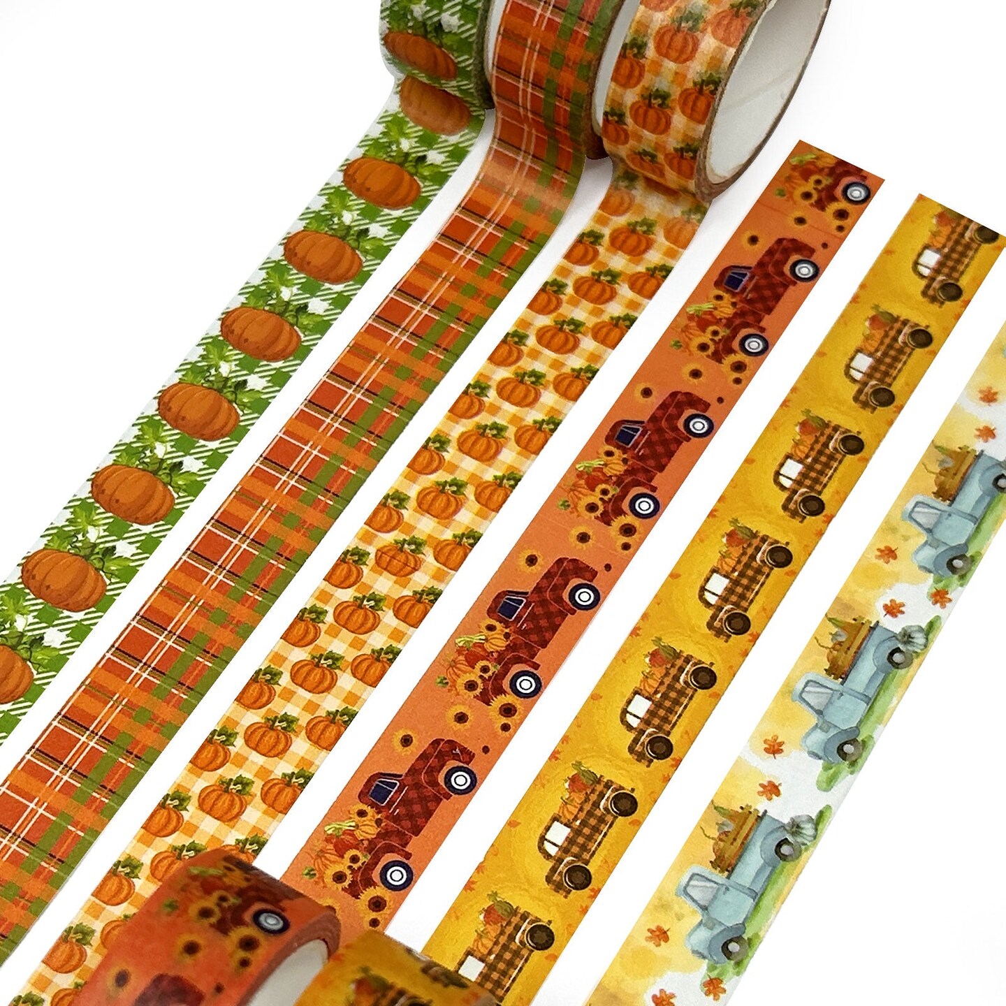 Wrapables Decorative Washi Tape for Scrapbooking, Stationery, Diary, Card Making (12 Rolls), Pumpkin Fun
