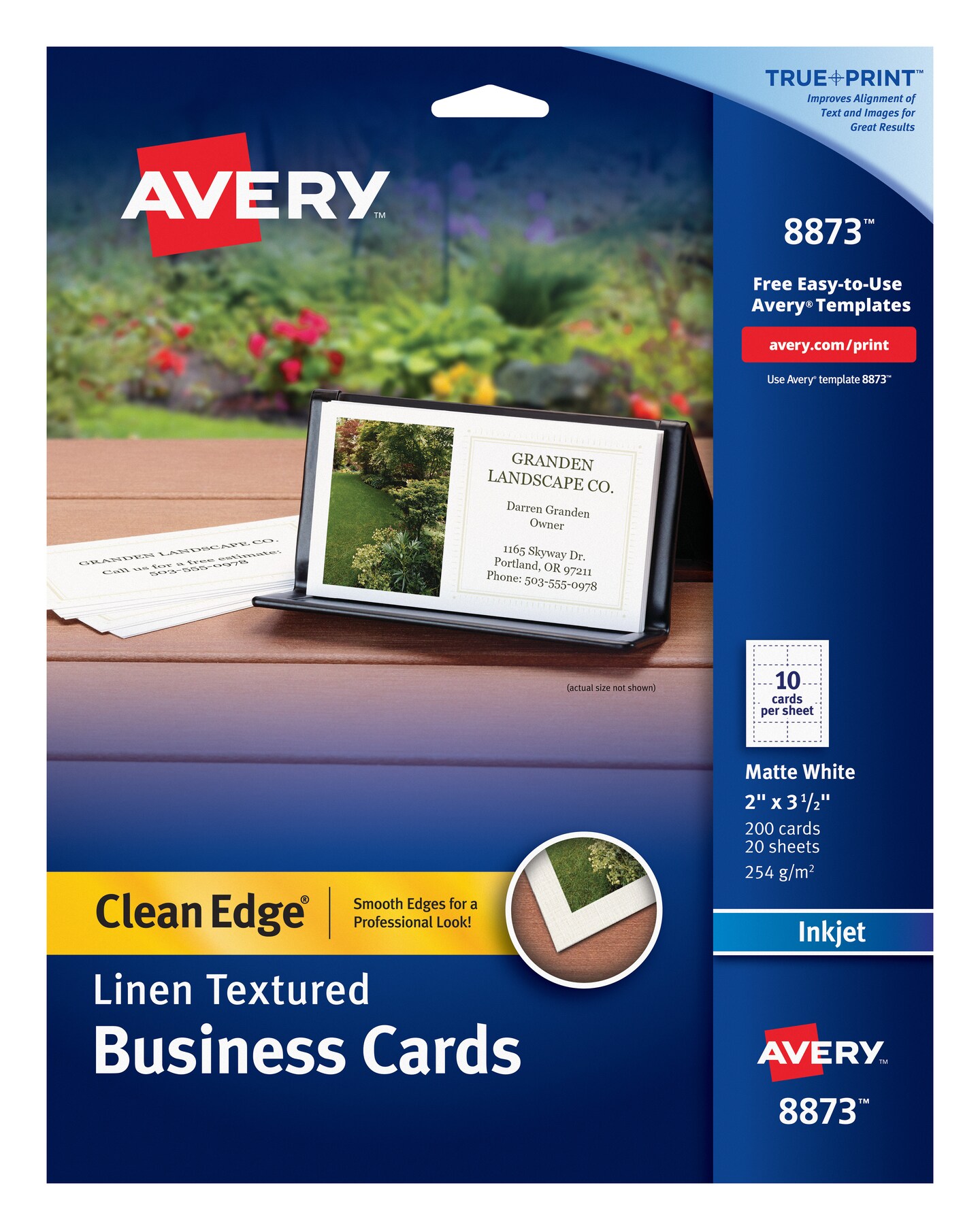 Avery Clean Edge Printable Business Cards with Sure Feed Technology, 2 x 3.5, White, 200 Blank Cards for Laser Printers (5871)