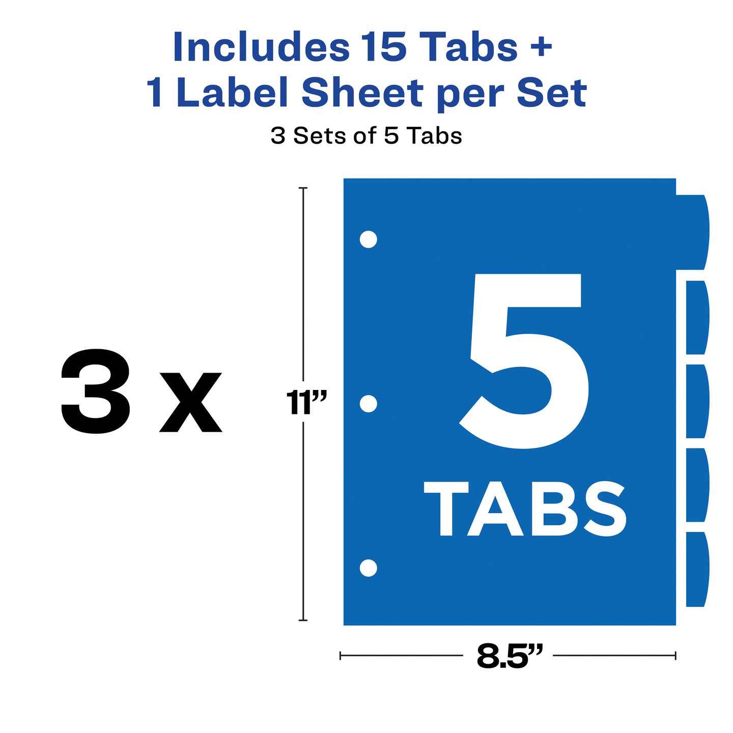 Avery + Amy Tangerine Designer Collection Big Tab Dividers for 3 Ring Binders, 5-Tab Sets, Rainbow Vibes, 3 Binder Divider Sets (01740)