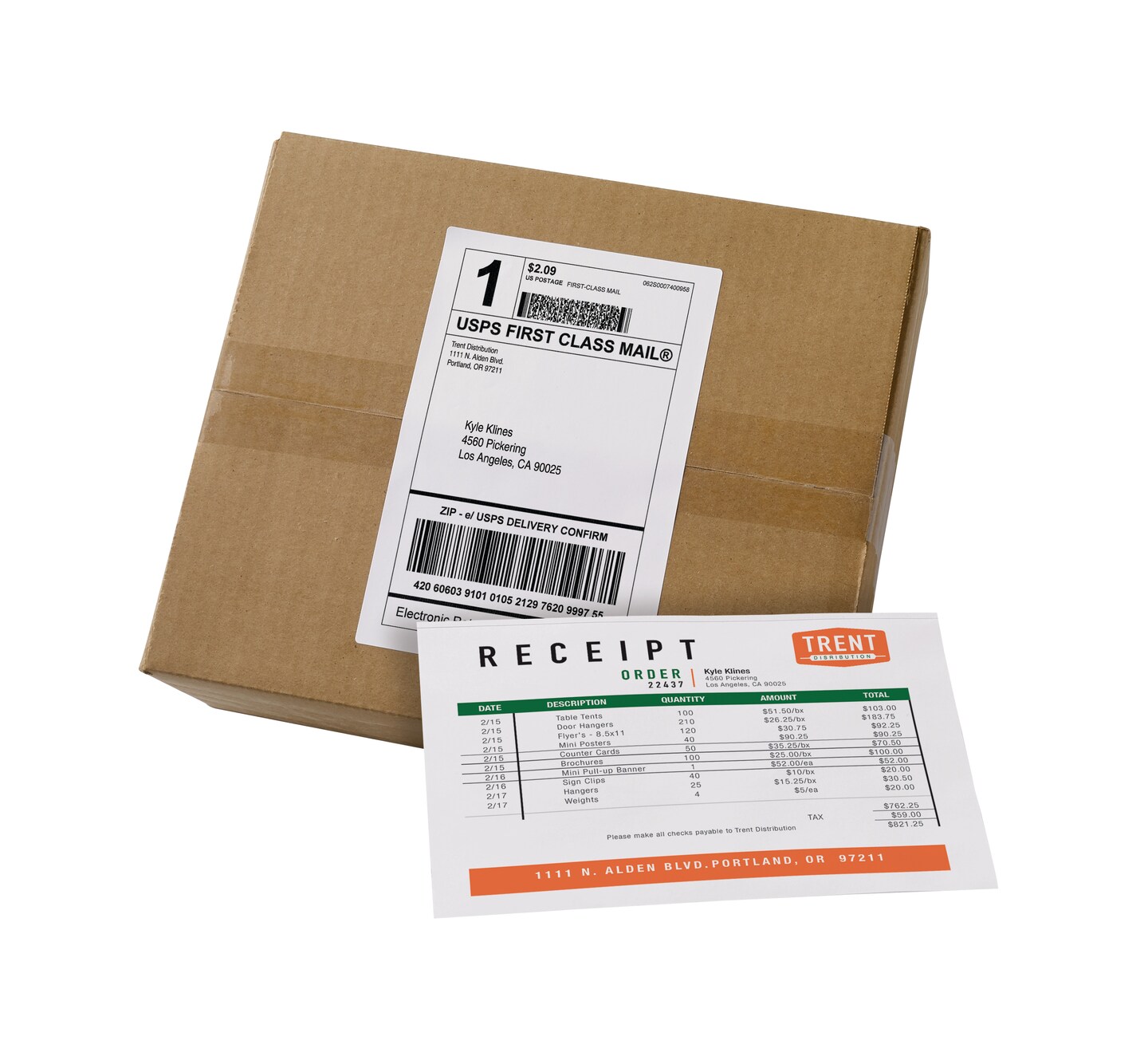 Avery Shipping Labels Paper Receipts, Permanent Adhesive, 5-1/16&#x22; x 7-5/8&#x22;, 100 Labels (27900)