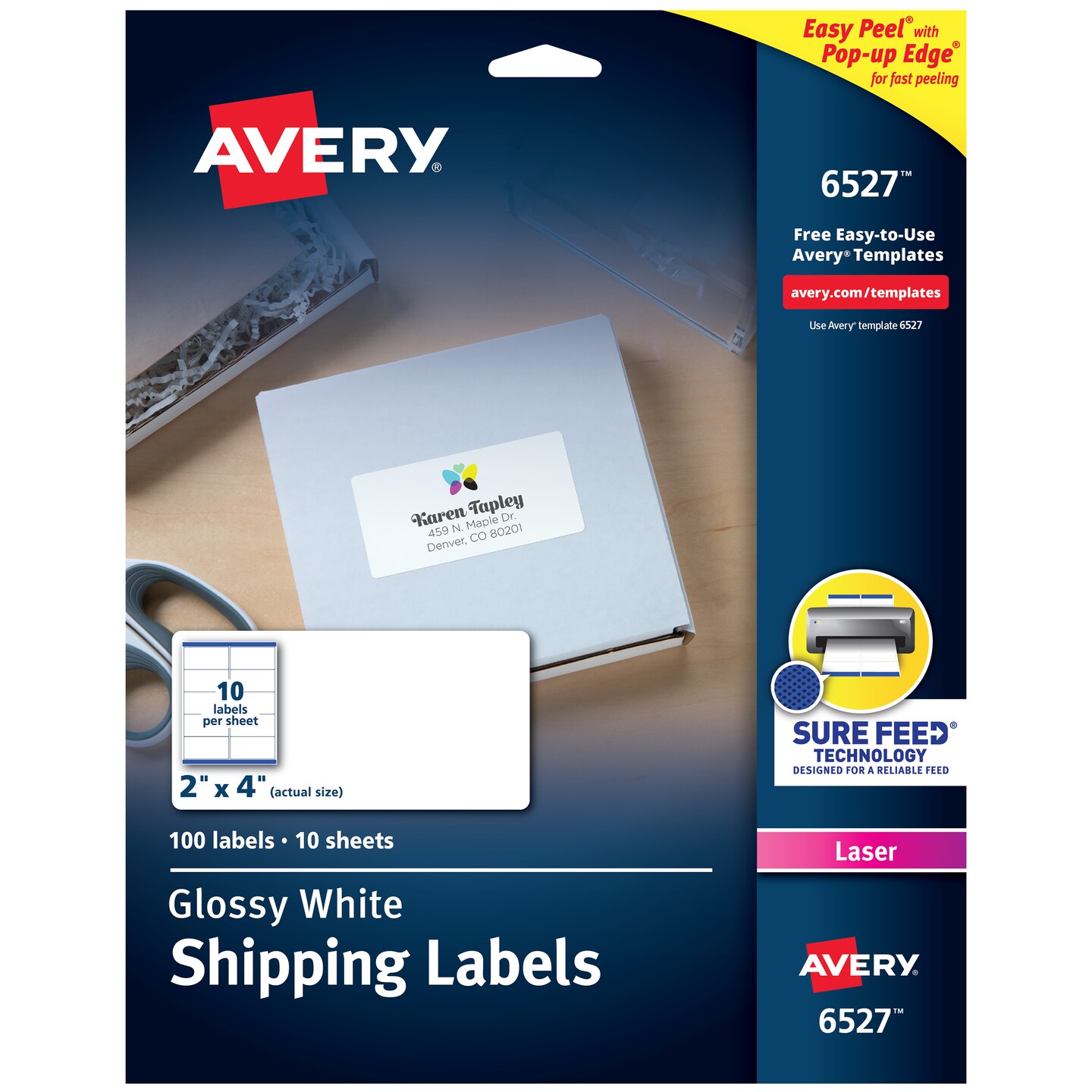 Avery Shipping Labels with Sure Feed and Easy Peel Technology, Glossy ...