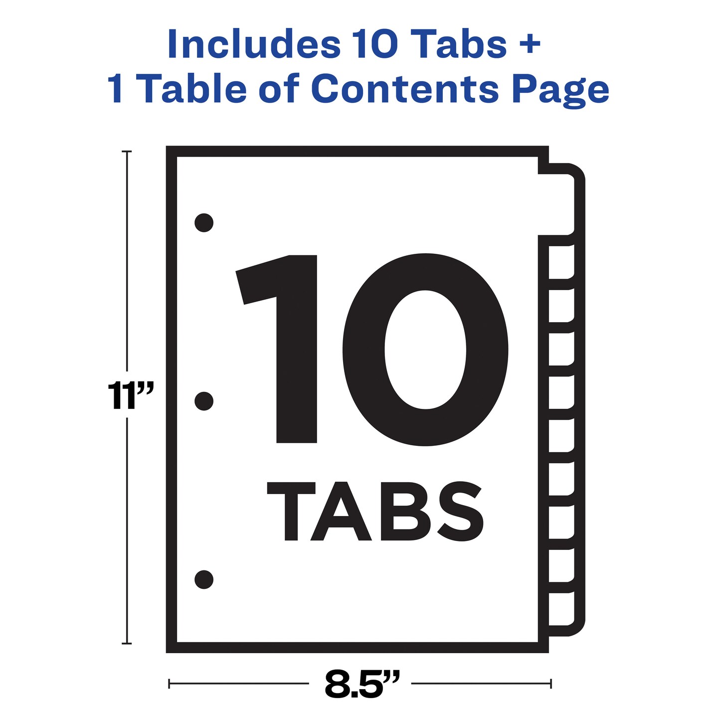 Avery Ready Index Plastic 10 Tab Binder Dividers, Customizable Table of Contents, Multicolor Tabs, 1 Set (11818)