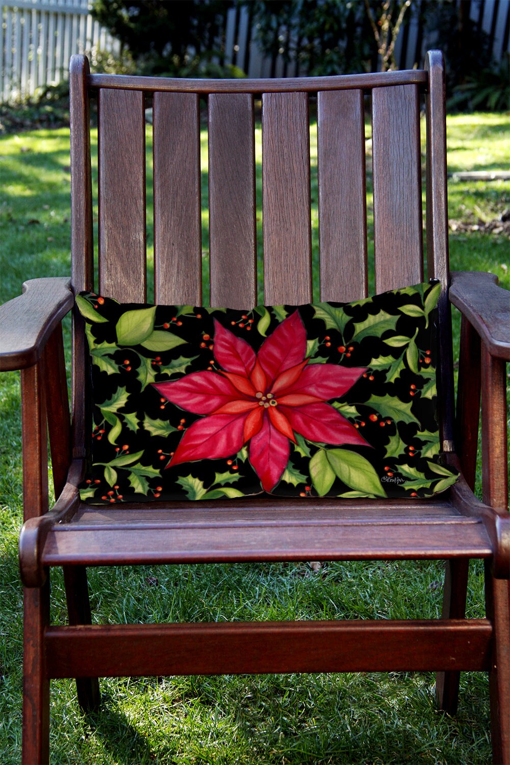 Poinsettia Decorative Christmas Indoor/Outdoor Pillow Cover (set of 2)
