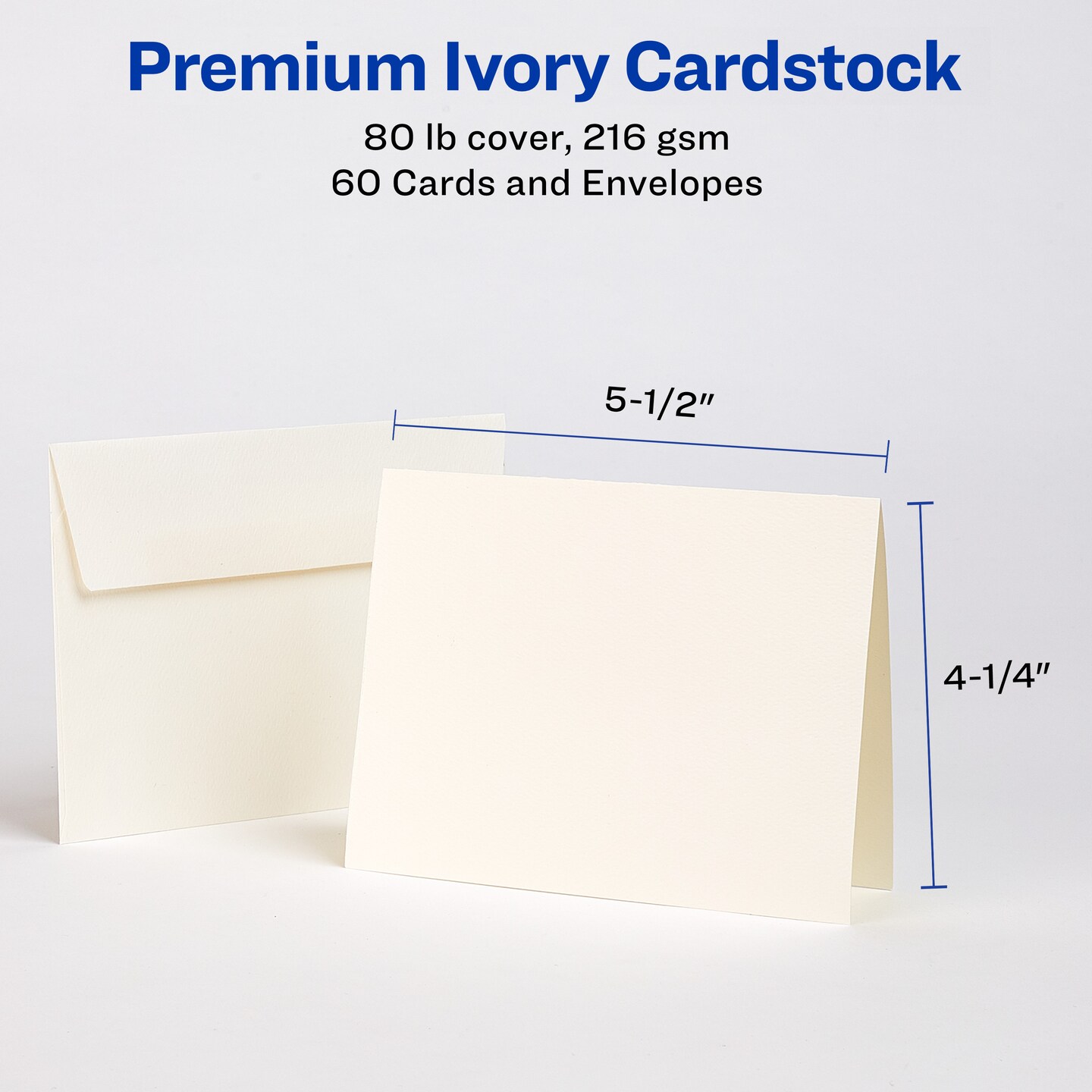 Avery Printable Note Cards with Envelopes, 4.25" x 5.5", Ivory with Embossed Border, 60 Blank Note Cards for Inkjet Printers (8317)