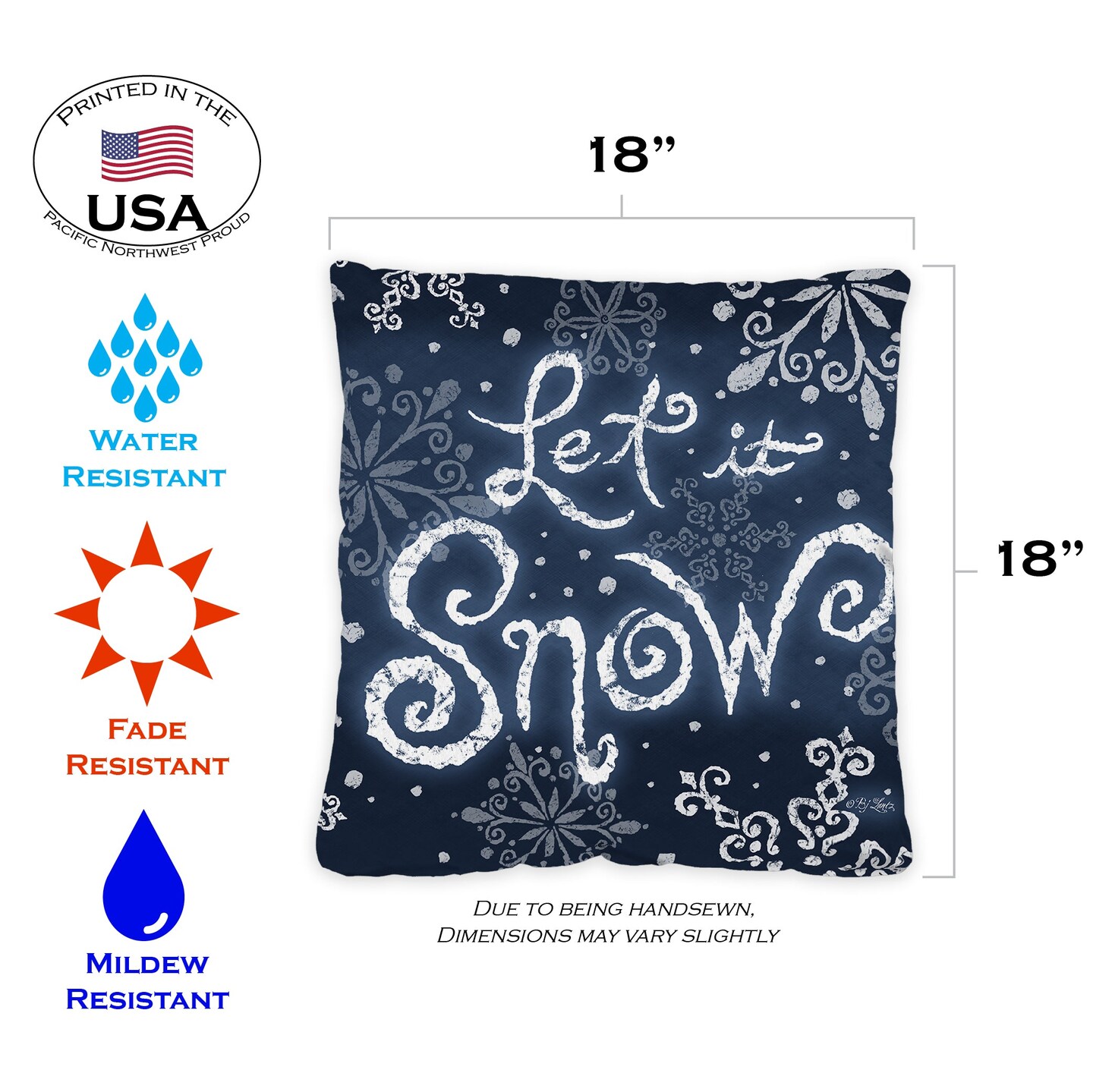 Let It Snow Decorative Winter Indoor/Outdoor Pillow Cover (set of 2)