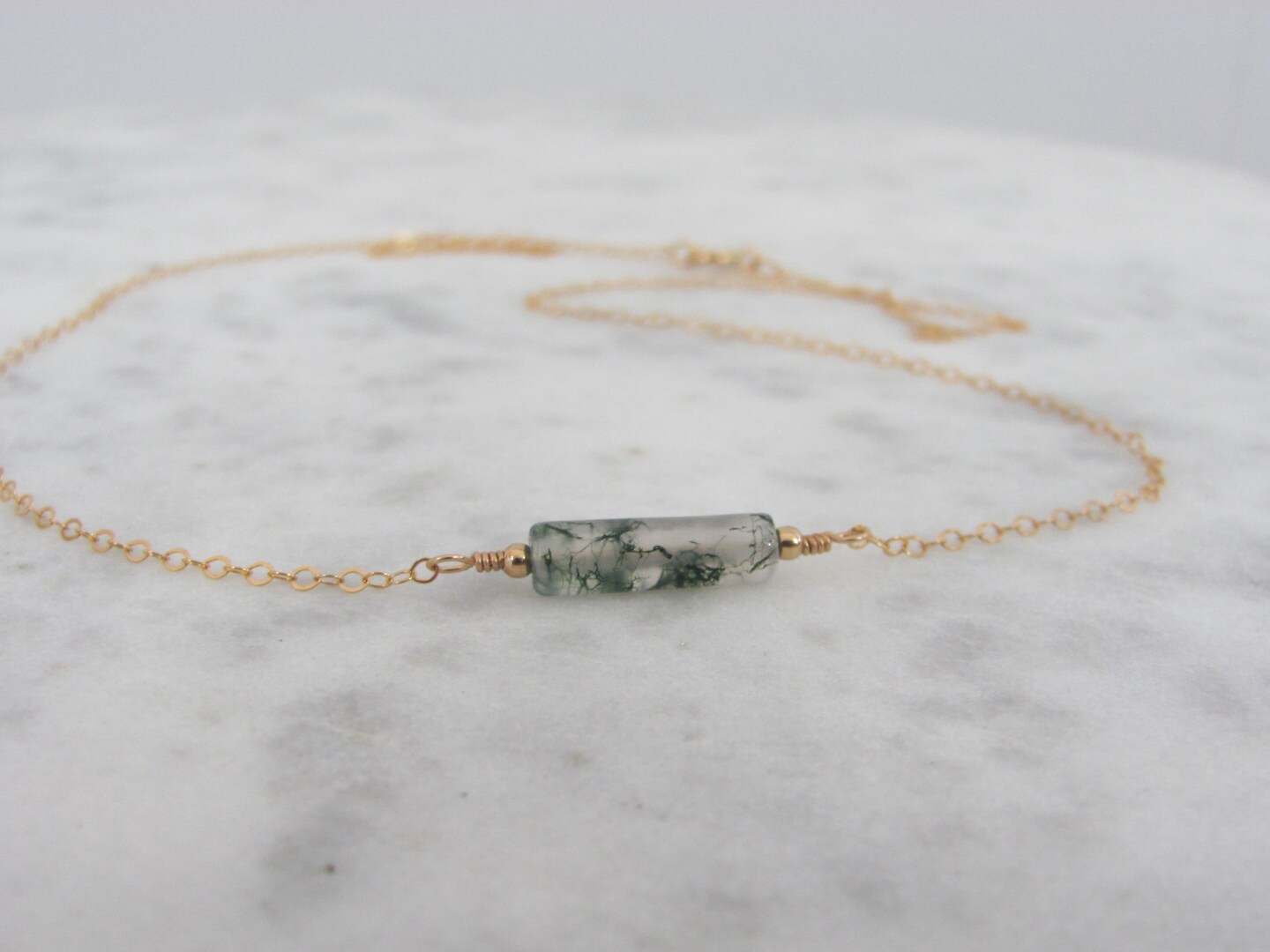 Moss Agate Necklace in 14K Gold Filled or 925 Sterling Silver product 4
