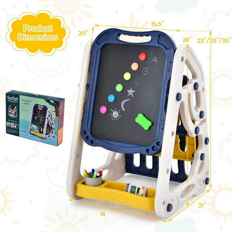 3-in-1 Kids Art Easel Double-Sided Tabletop Easel with Art Accessories